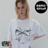 【数量限定】メタリックリボンTシャツ - WHITE