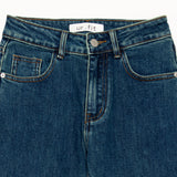 DARK BLUE EMBROIDERED SPANDEX BOOTCUT DENIM PANTS code 18315