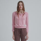 Lace Up Long T-shirt (Pink)