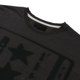Sound wave artwork damage washing T-shirt (Charcoal)
