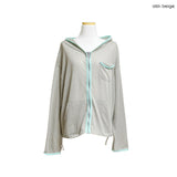 (2color) Piping Mesh Hood Zip-Up