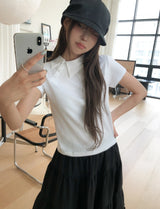 フォルネルアンバランス襟付き半袖Tシャツ