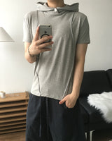 Inset Hooded Seam Short Sleeve T-shirt