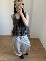 Plaid Balloon Blouse (2color)
