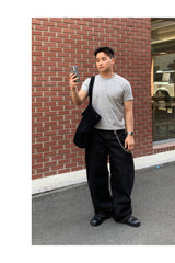 Non-faded curved raw denim pants