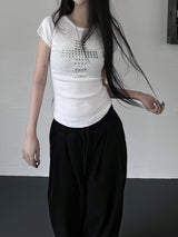 metallic cross stud short sleeve (3color)