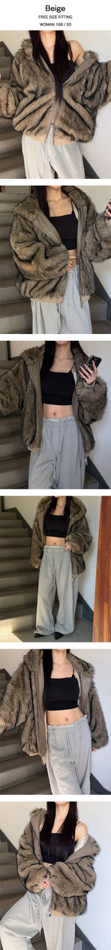 [Unisex] ファー2wayフードジャンパー(4color)