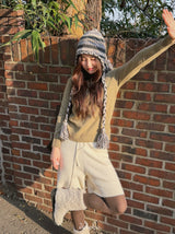 ハンドメイドストライプニットハット