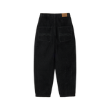 Velvet Stitch Curve Balloon Wide Denim Pants - BLACK