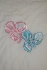 SATIN HEART SCRUNCHIE (ICE BLUE)