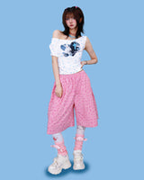 bunny one-shoulder crop T