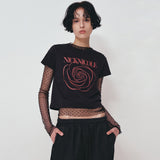 NICOLE ROSE PRINTING CROP TOP_BLACK WHITE