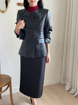 Arc Round Leather Jacket