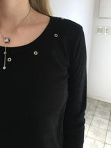 End U Neck Eyelet Studded Crop Tee (6c)