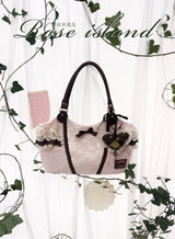 ROSE ISLAND ベリーチョコレートコットンフィールペンダント付きレースバッグ
