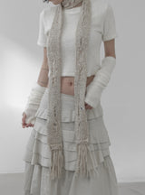Bocashi Damage Knit Slim Long Muffler