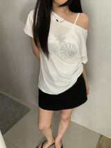 Fabian Beads Off-Shoulder T-Shirt