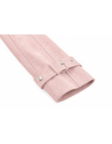Nova High Neck Silver Button Suede Jacket Dusty Pink