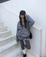 (Unisex) ストライプカラーT