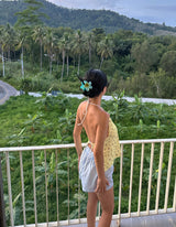 Flower Backless Bustier Blouse