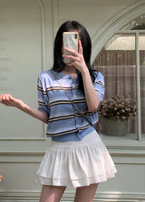 Multi Border Short Sleeve Knit Cardigan (3color)