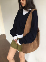 カシミアファインウールVネックニット(7color)