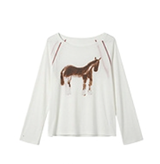 ポニー エンブロイダリー テンセル ソフト ラグラン ロング スリーブ Tシャツ