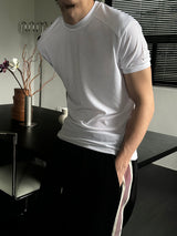 Ice tencel shoulder line half t-shirts(4color)