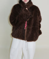 レイチェル 2ベルトディテールショート丈ファージャケット (Lining Quilted)