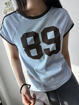 Cheery Number Raglan Crop Tee 3color