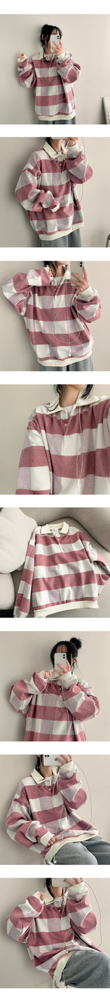 Teemo Fleece Checkered Collar Sweatshirt