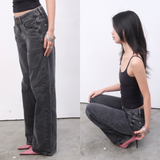 Tiberinus - リリージーンズ - ローライズストレートレッグジーンズ - Mouse Grey - 23 cm Rise - 23.5 cm Leg Opening