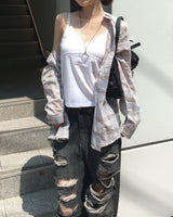 OOTJ デニムワイドダメージパンツ