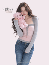 Pink gray bolero top two-piece