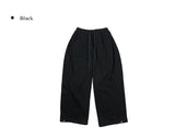 Flan Boa Fur Side Pintuck Snap Wide Pants