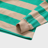 Cpatch Stripe Rugby Sweat Collar T-shirt / Green-Beige [Unisex]