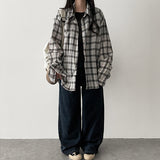 Cardi summer boxy fit linen checkered shirt shirt