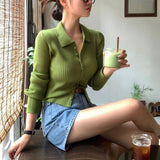 [BELLIDE MADE] ビビッド, カラーネックリブニットカーディガン