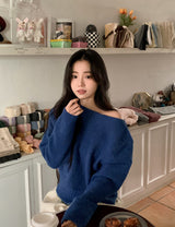 #Sexy One Shoulder Button Knit (3color)