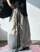 KOREAN/HIGH QUALITY 🤎 TRACK DOT WIDE SEMI BALLOON LONG PANTS 🤎🖤🐣💚 - 6 COLORS
