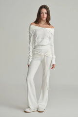Cupcake off-shoulder hooded top, Ivory