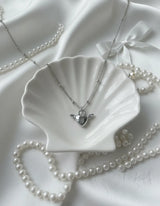 [チョ・ユリ, チュウ Necklace] エンジェリックハートロックレイヤードネックレス - Silver Color