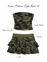 Camo Pattern Top & Skirt Set