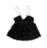Black Swan Backless Fringe Bustier Top