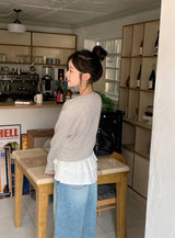 Pastel Linen Motif Round Knit Cardigan (10color)