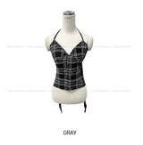 Wiz Strap Check Blouse Scrunch Set