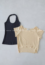 Layered Waffle Sleeveless & Short Sleeve T-Shirt Set