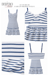 Marine stripe frill dress