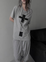 cross lettering crack T (3color)
