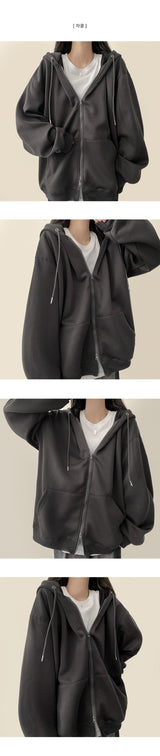 Moss Basic Boxy Hoodie Zip-Up